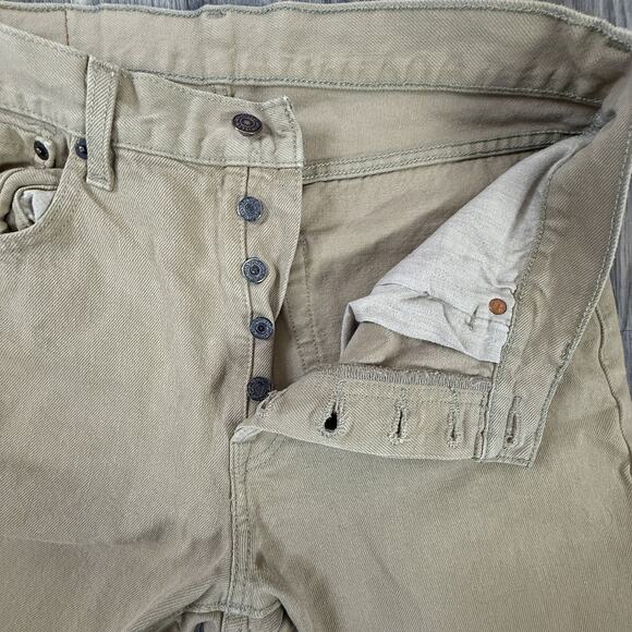 Levi’s 501 Khaki Straight Leg Button-Fly Jeans W32 L34 Classic Vintage Style - Picture 5 of 9